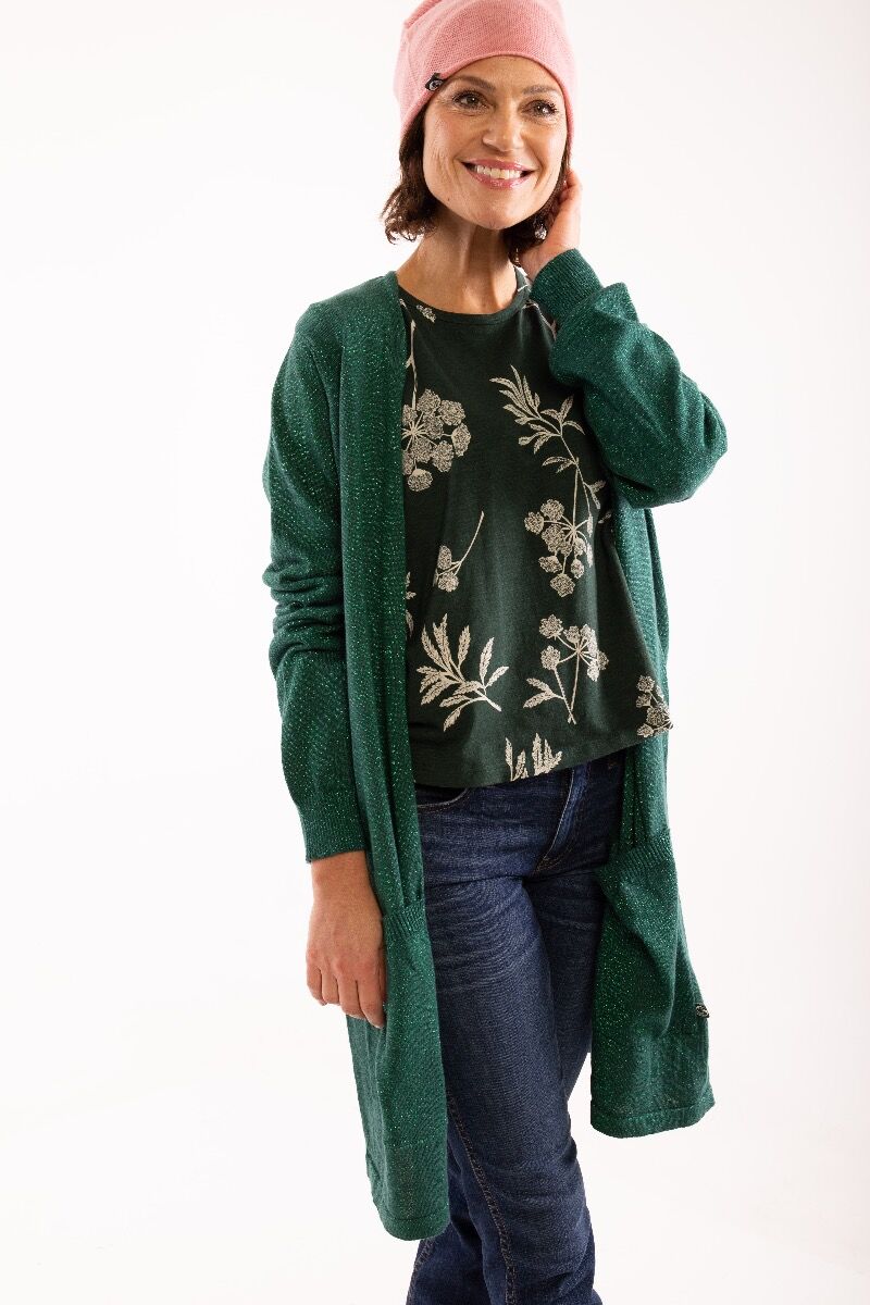 Danefie Cardigan Bottle green/Green glitter