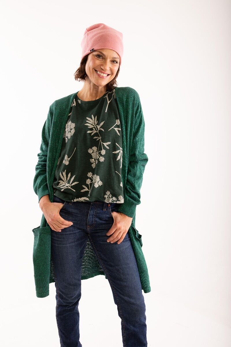 Danefie Cardigan Bottle green/Green glitter