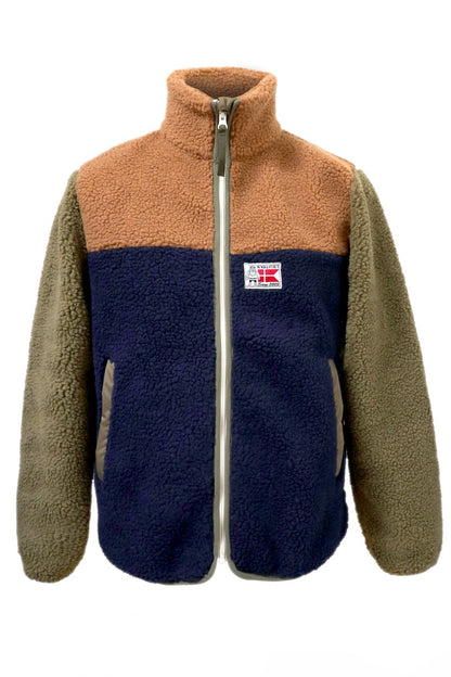 Danask Fleece Zip-Up - Khaki/Navy/Tobacco