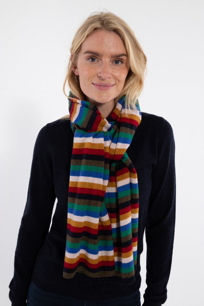 Danebundle-up Merino Scarf Royal Stripe