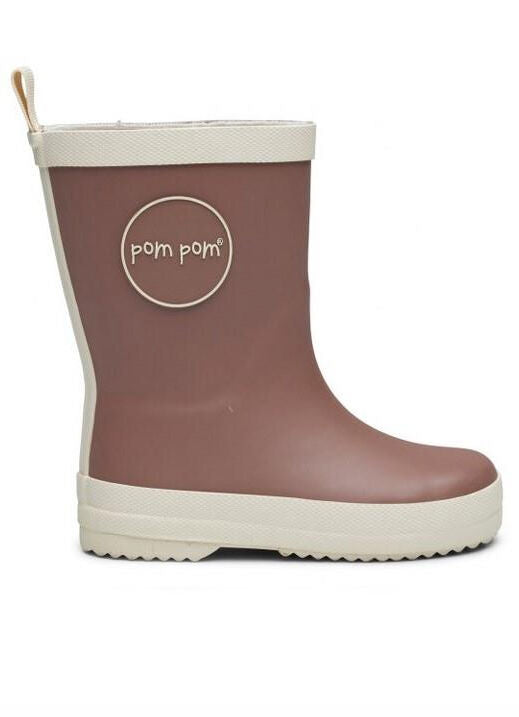 Pom Pom Gumboots Mahogany