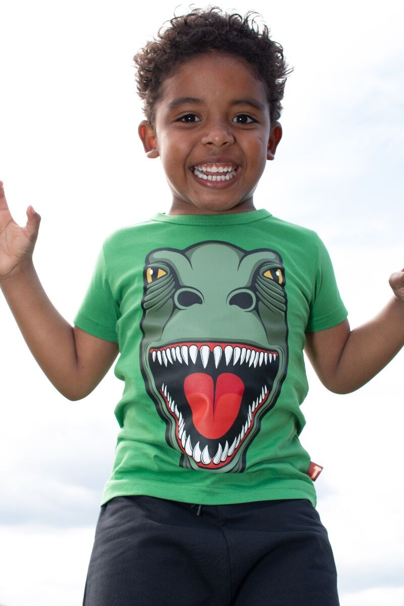 Sej t-shirt til børn med print af t-rex