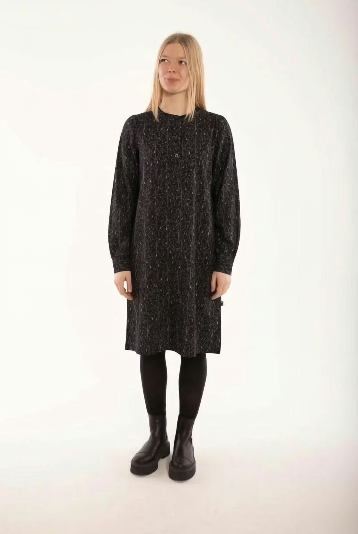 Danesocial Poplin Dress Black/Offwhite OATS