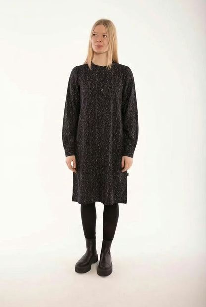 Danesocial Poplin Dress Black/Offwhite OATS