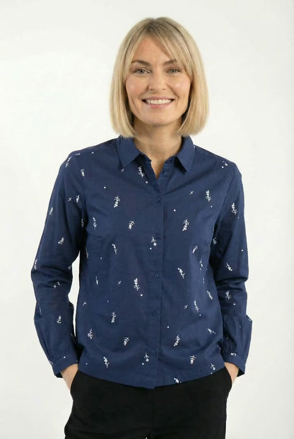 Danenovember Poplin Shirt Dusty Navy MARKBLOMST