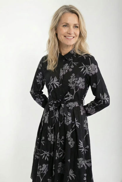 Daneribe Poplin Dress Black/Chalk HEMLOCK