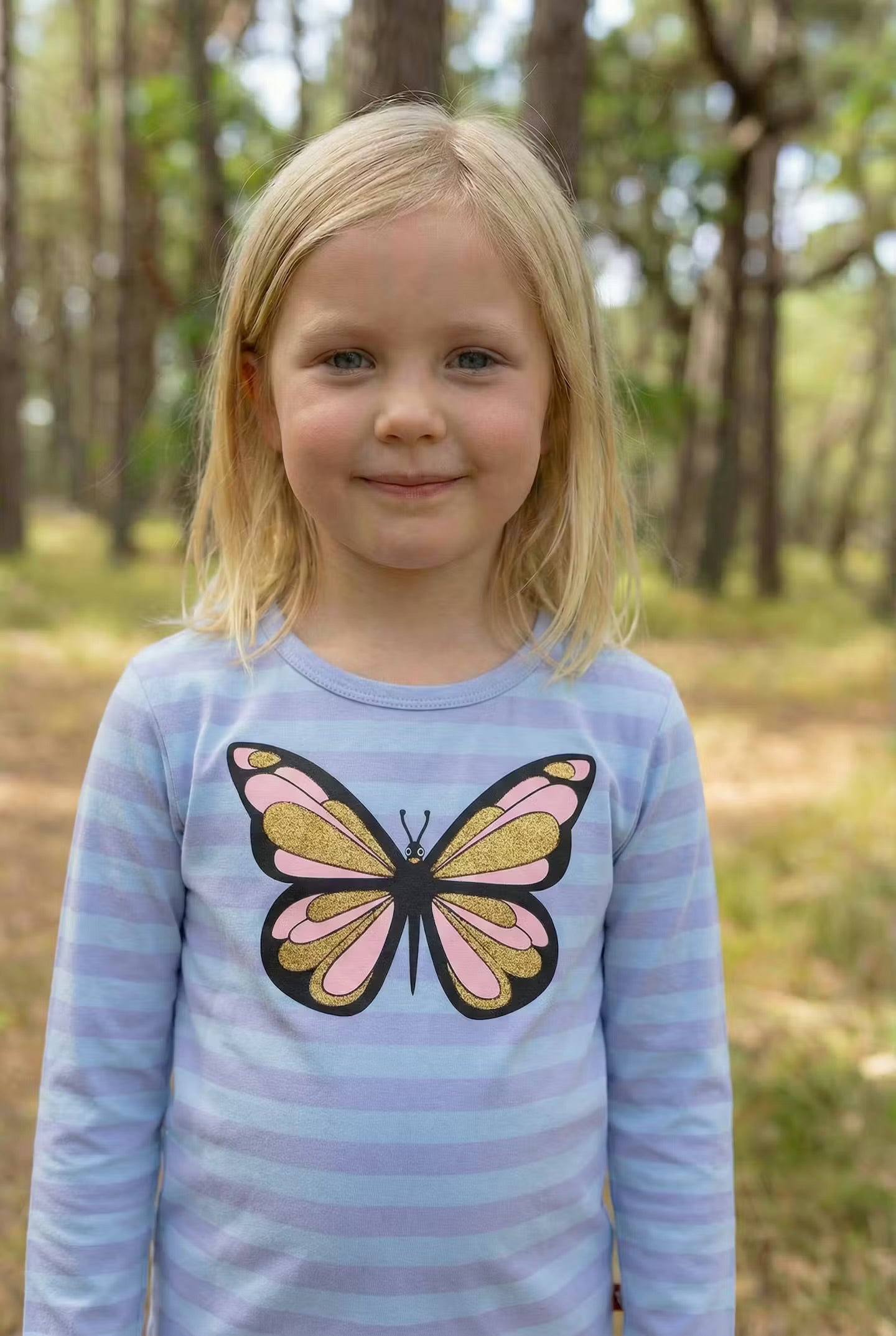 Dyrroar T AOP/STRIB Lila/Baby Blue SOMMERFUGL