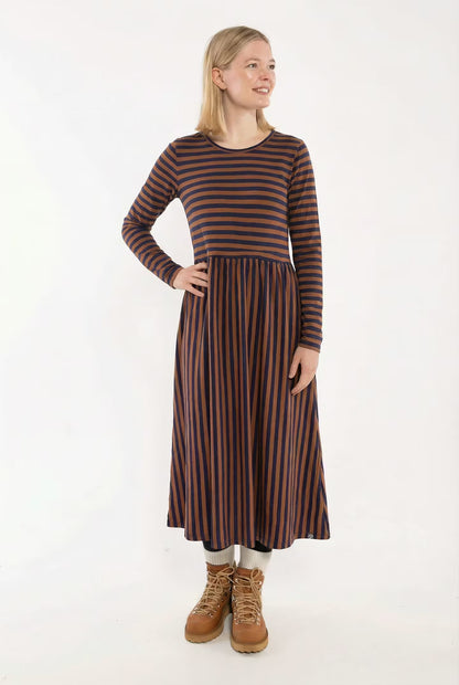 Danekroeyer Modal LS Dress Tobacco/Dark Navy