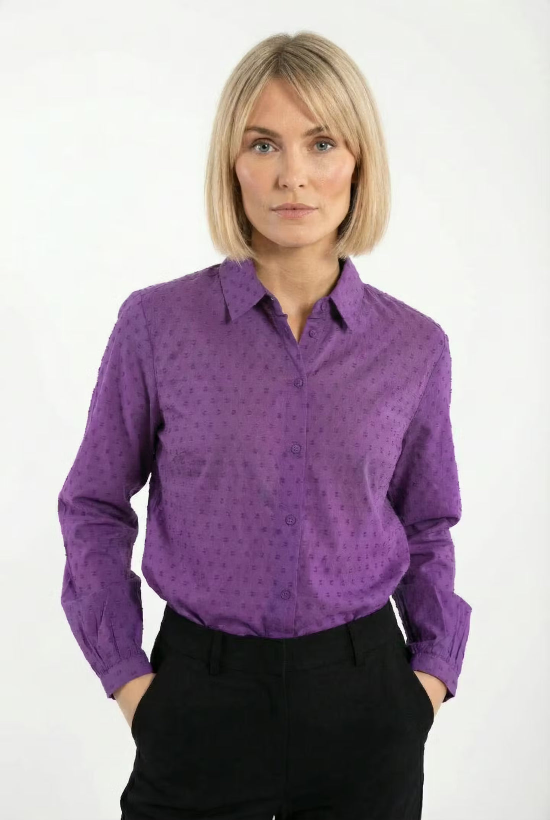 Danenovember Cotton Dot Shirt Purple