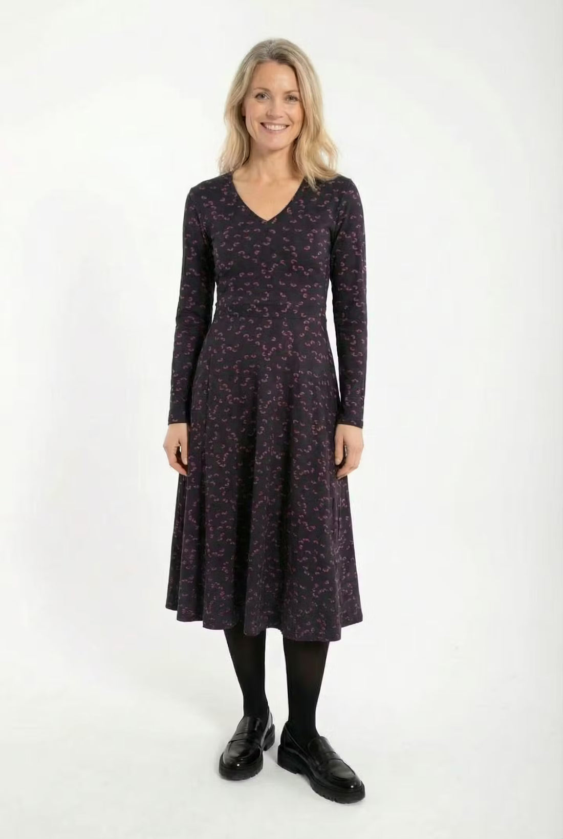 Danandreasen Viscose Slub Dress Black/Grey Viola FLEURIE