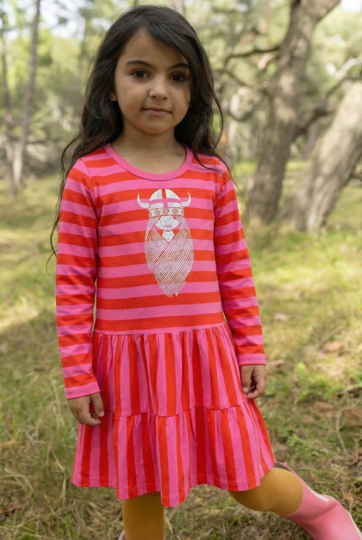 Danebasic Miva Dress Bright Red/Super Pink FREJA GLITTER