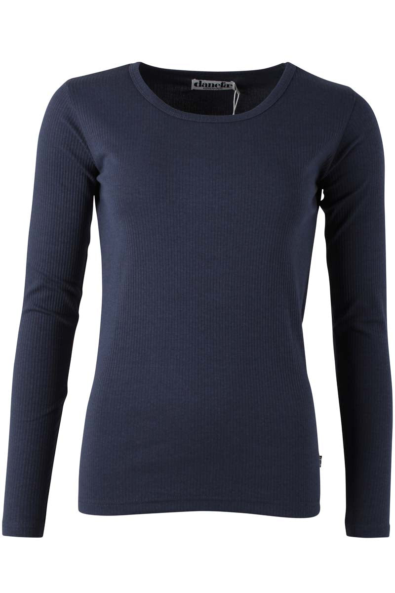 Fin langærmet bluse i navyblå til kvinder