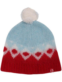 Danepuff Beanie Light Blue_Offwhite/Red