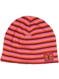Dyrloeve Beanie Old Rose FLUTTER/STRIPE Reversible