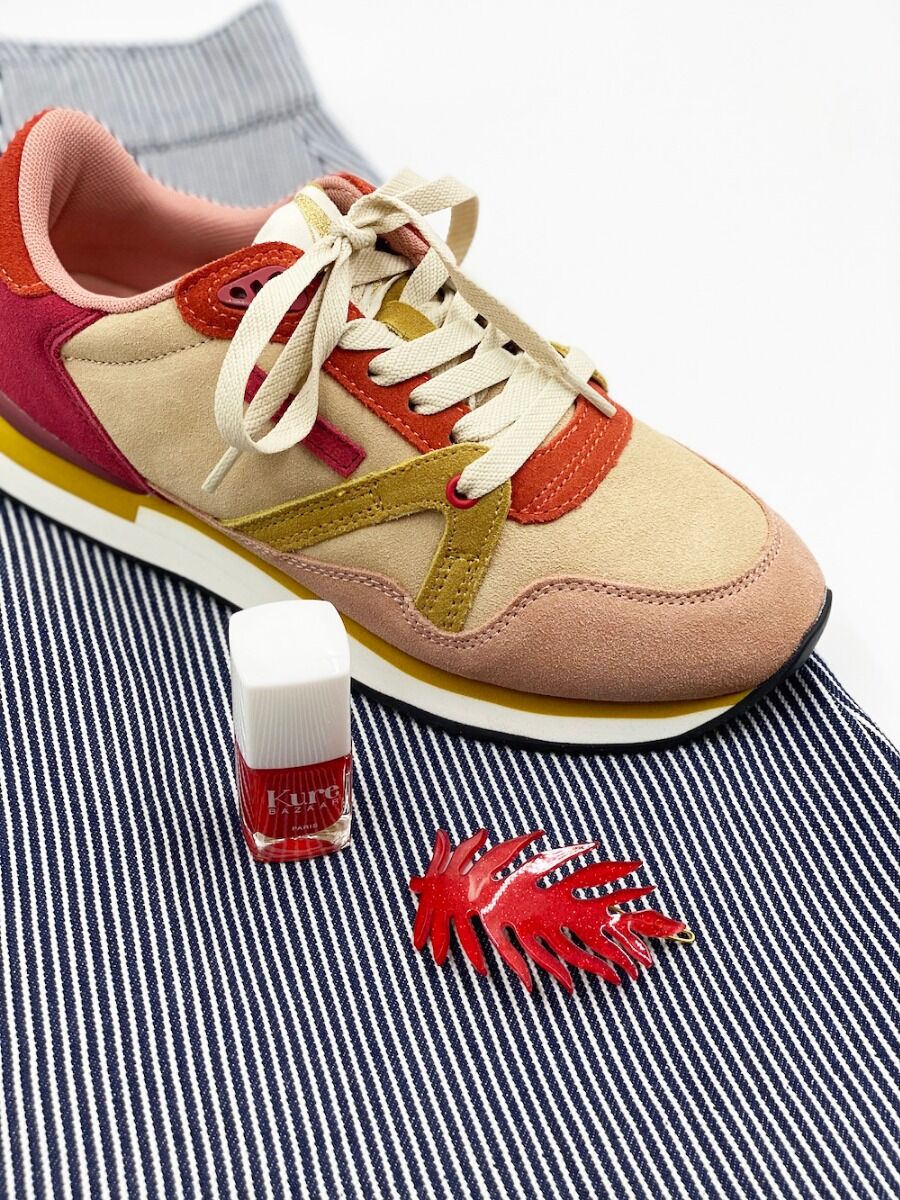 M.MOUSTACHE André Running Sneakers Suede Rose Nude Jaune
