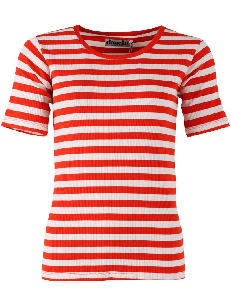 Lækker t-shirt med røde og hvide striber til kvinder