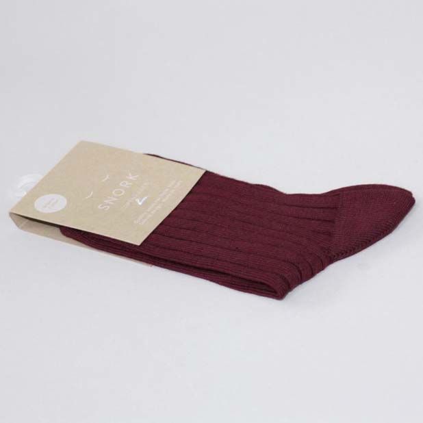 SNORK Organic Rib Socks Burgundy