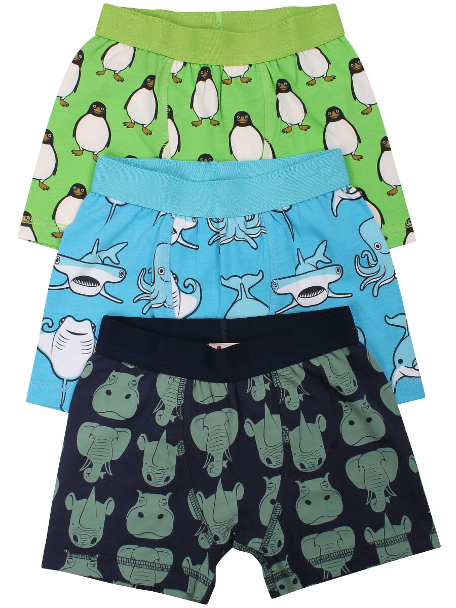 Dyrunderpants 3-pack TYKHUDER/PINGVINER/MARINELIV