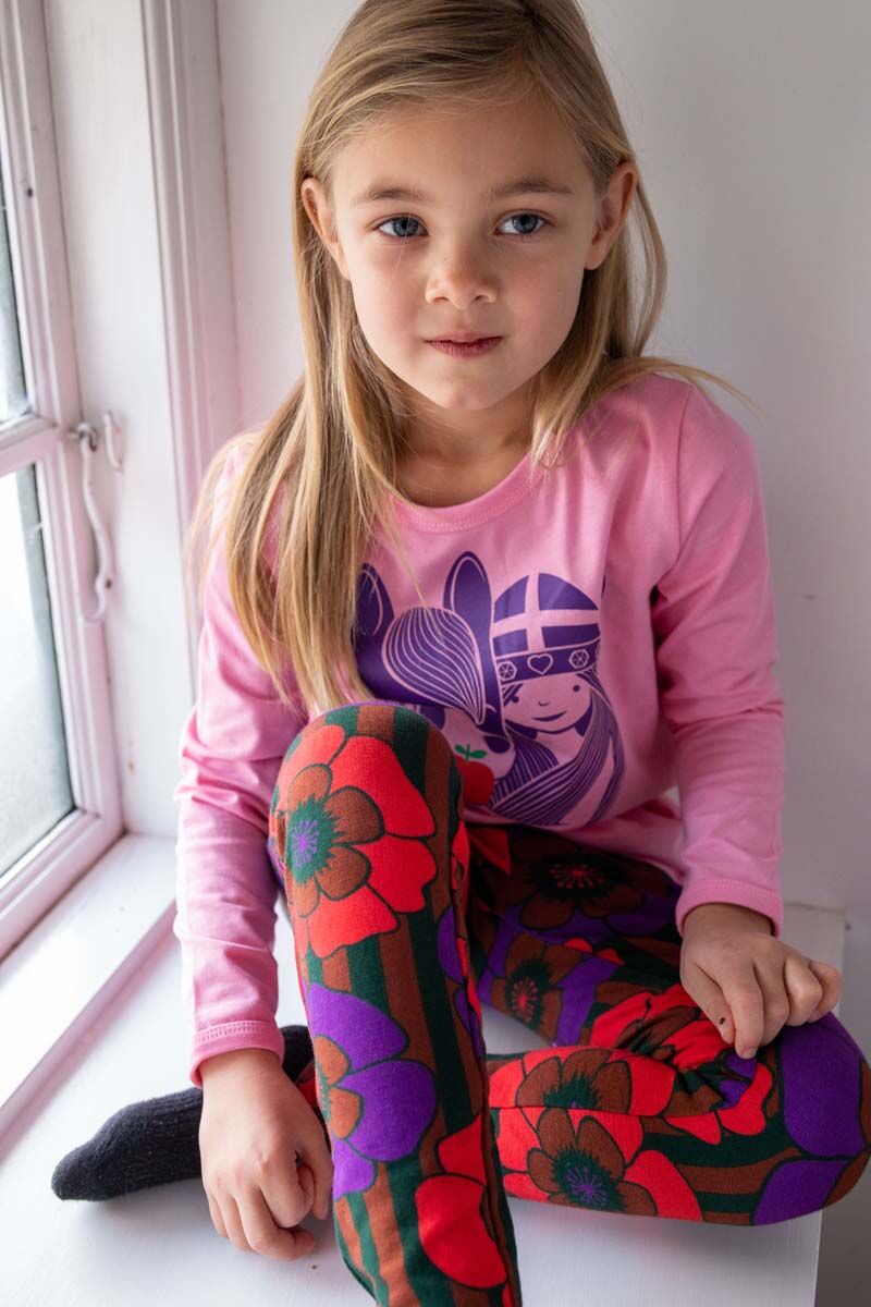 Leggings til børn med blomster  
