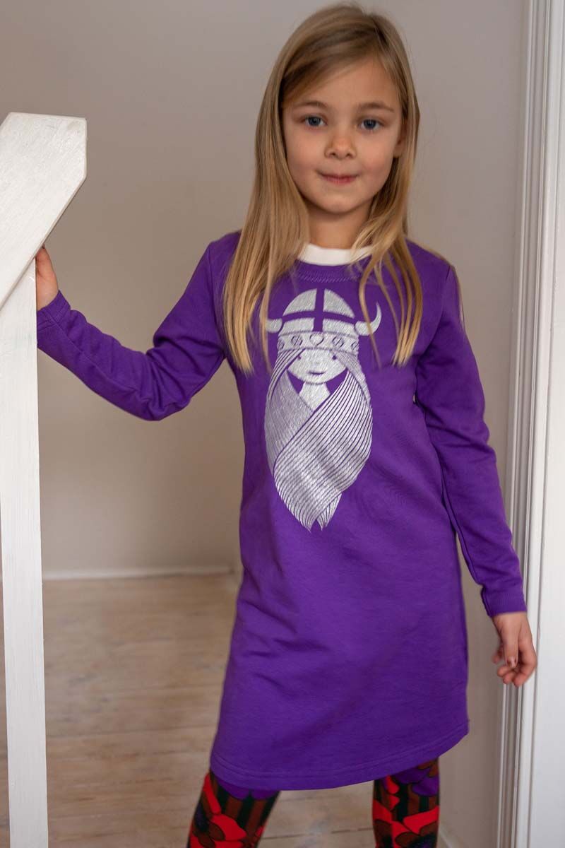 Danekvik Sweater Dress Purple Glitter FREJA