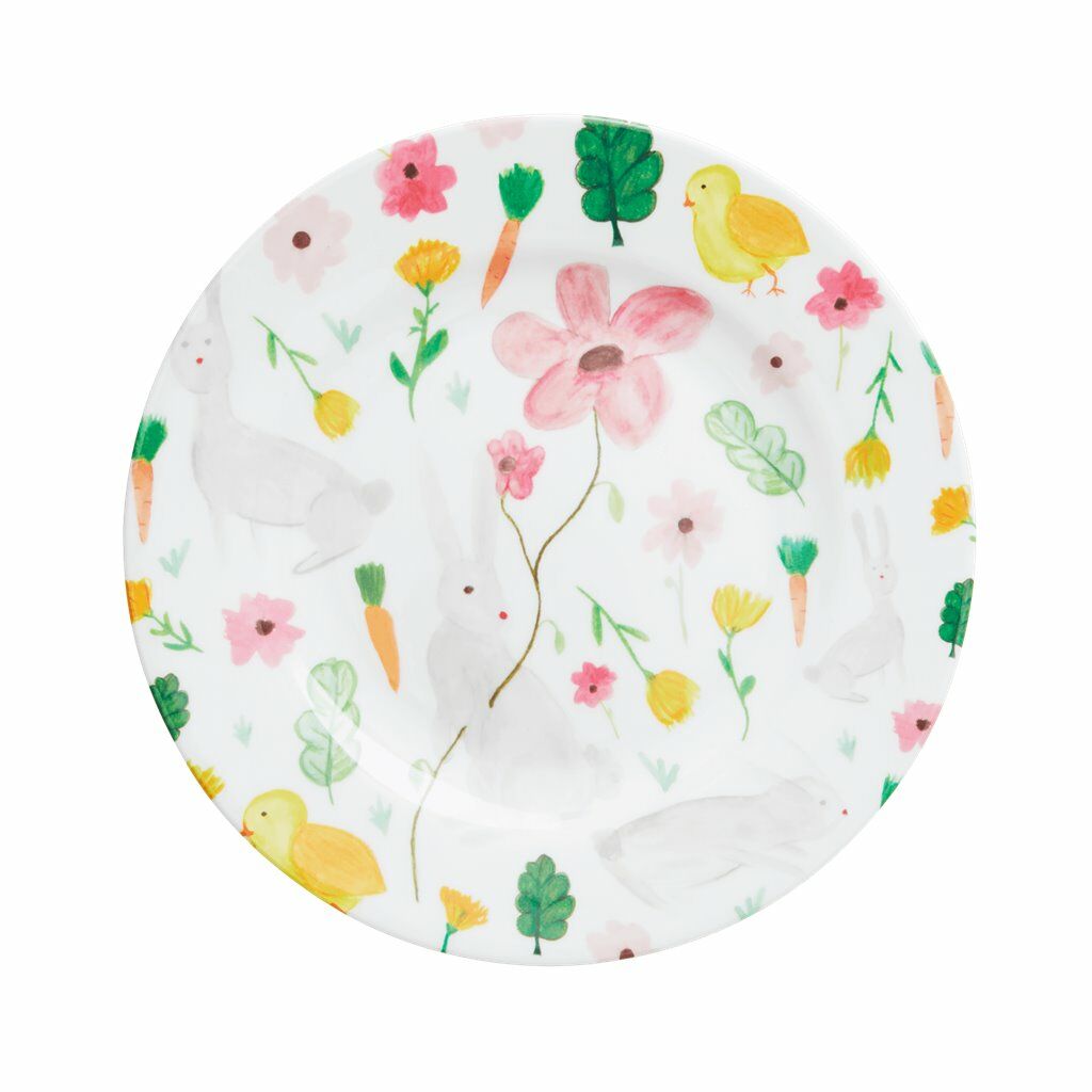 Rice Melamine Sidetallerken m.print White EASTER