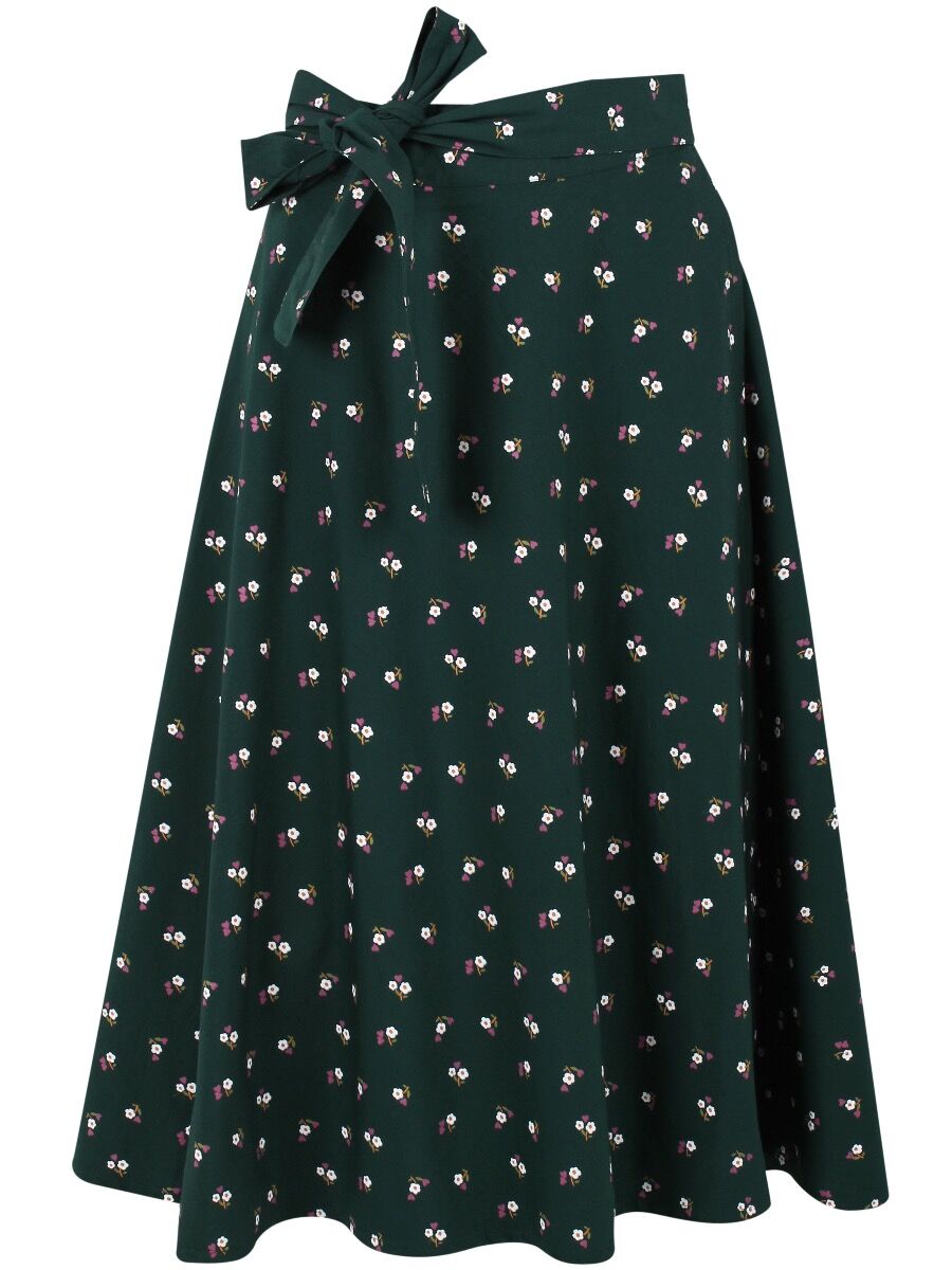 ORGANIC - Danemikkelsen Skirt Black green MINIFLOWER