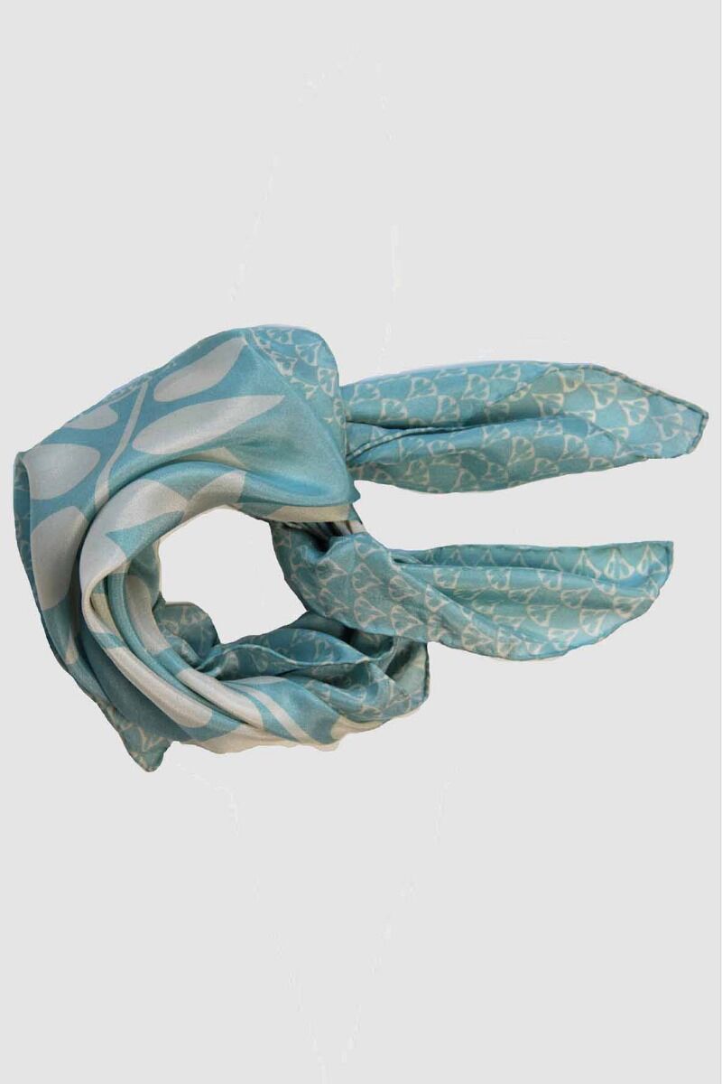 Les Belles Vagabondes Mini Silk Scarf Ficus Blue