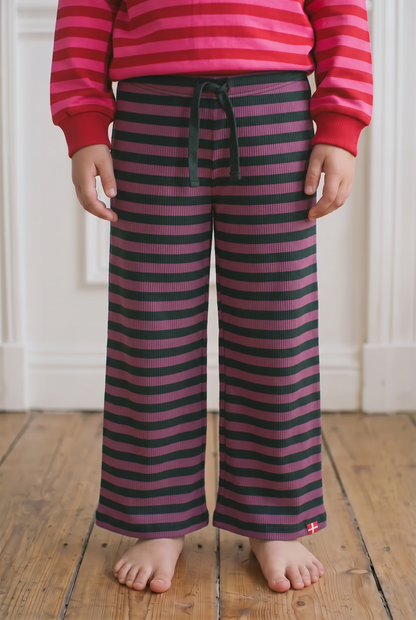 ESS - Danaeblemost Ribbing Pants Dark Forest/Grey Plum