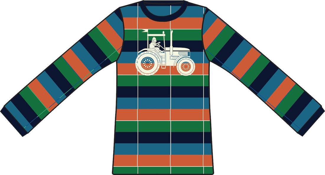 bluse med traktor print 
