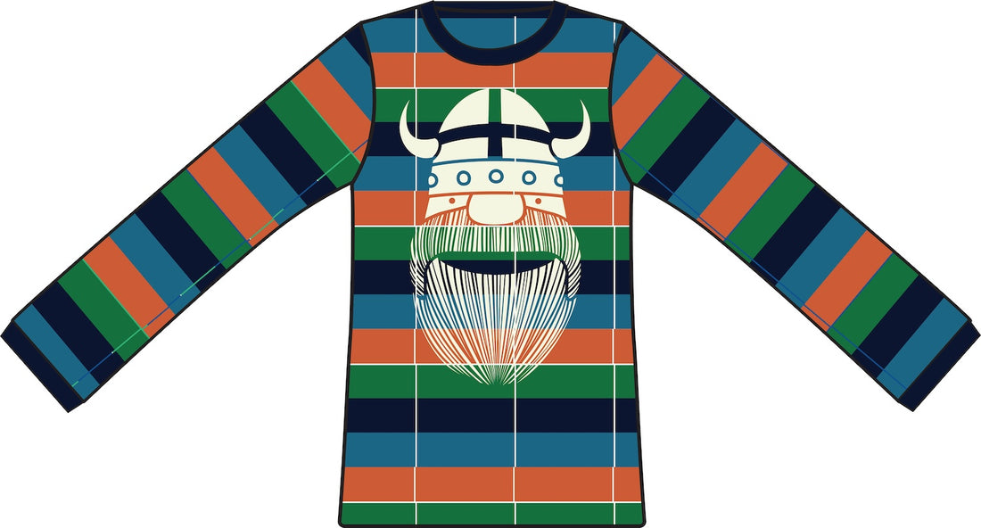 Stribet bluse med viking print 