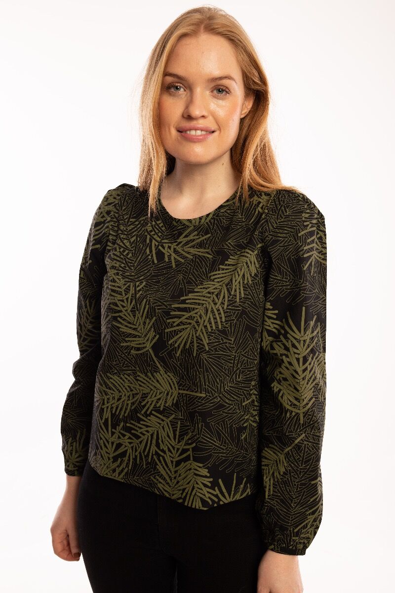 ORGANIC - Bette Shirt Black/olive FINEPINE