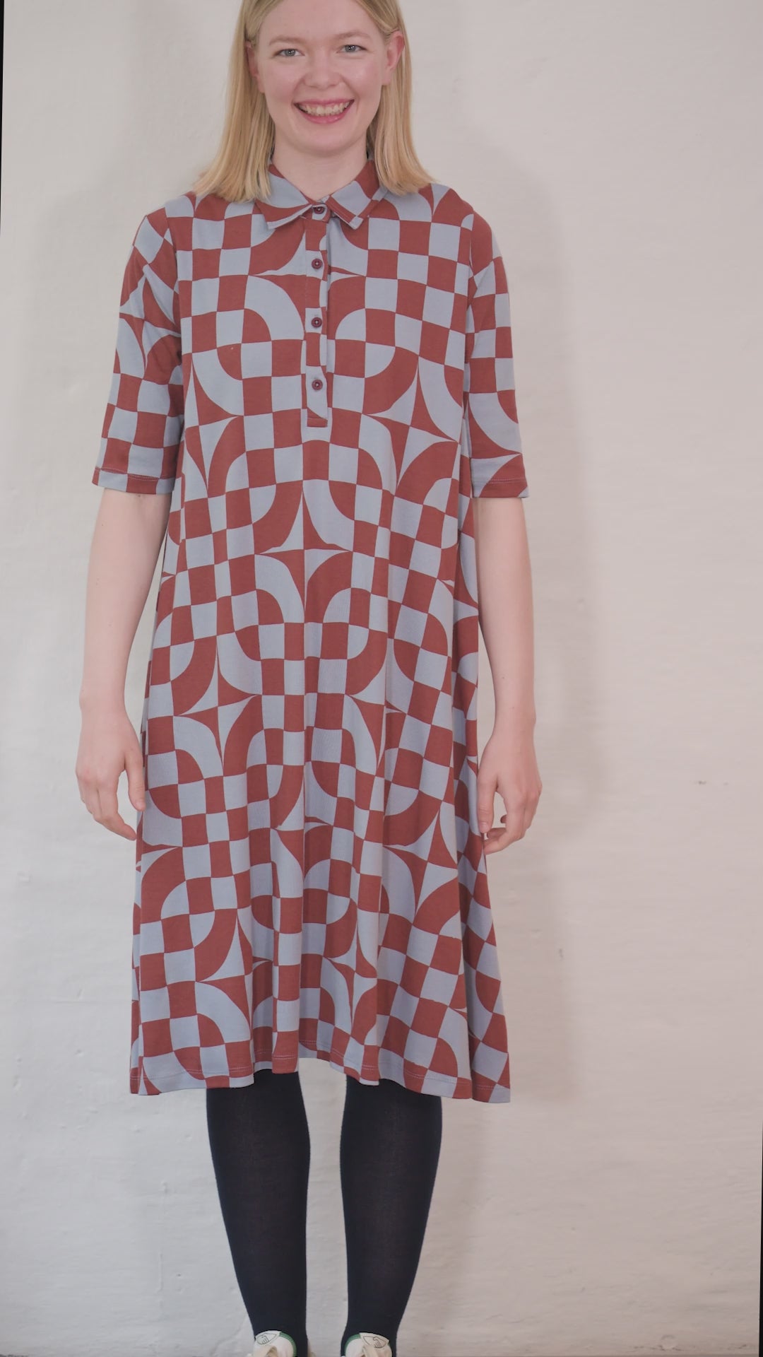 Dananemone LS Interlock Dress Lt Blue Grey CHECKITOUT