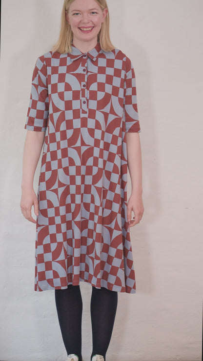 Dananemone LS Interlock Dress Lt Blue Grey CHECKITOUT