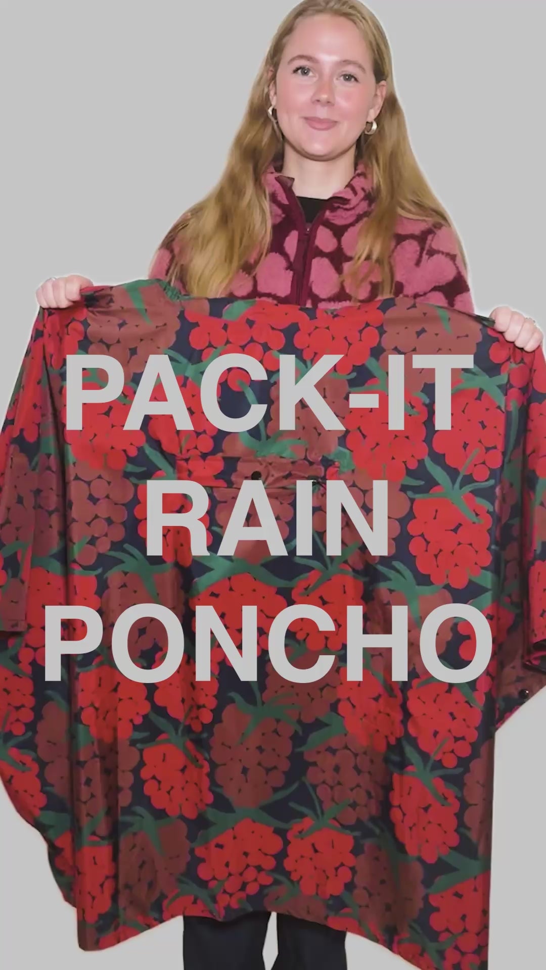 Danepackit Rainponcho Dk Red MAXIBERRY