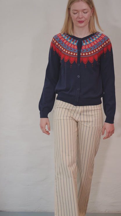 Danesweetheart Cotton Cardigan Dark Navy MULTI