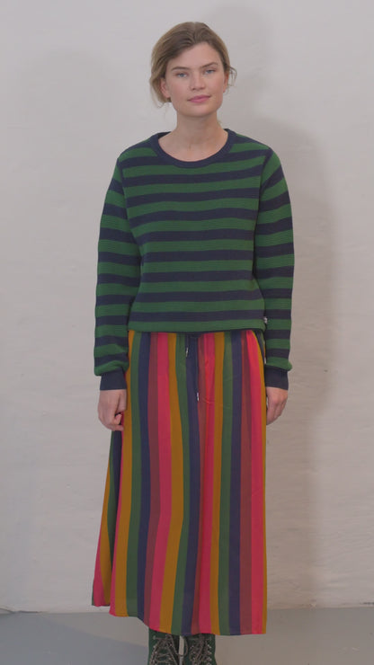 Danepearly 3D Crotchet Cotton Sweater Dk Navy/Dk Pine