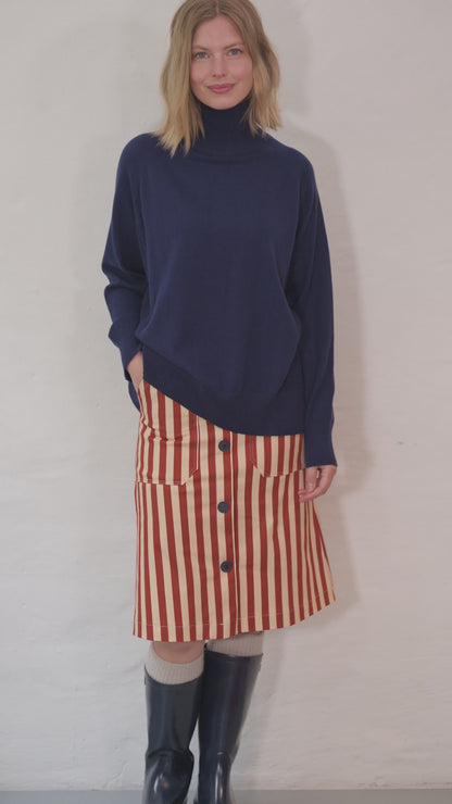 Danenorma Highneck Wool-Mix Sweater Dark Blue