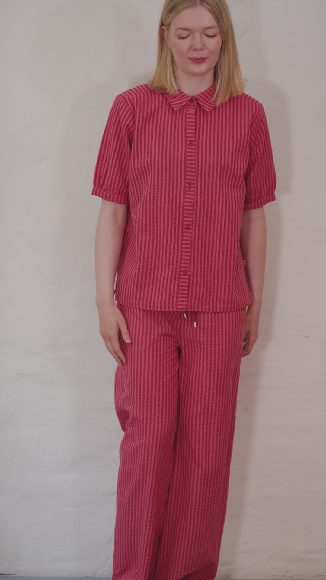 Danesyren Seersucker Shirt Chili/Soft Cherry