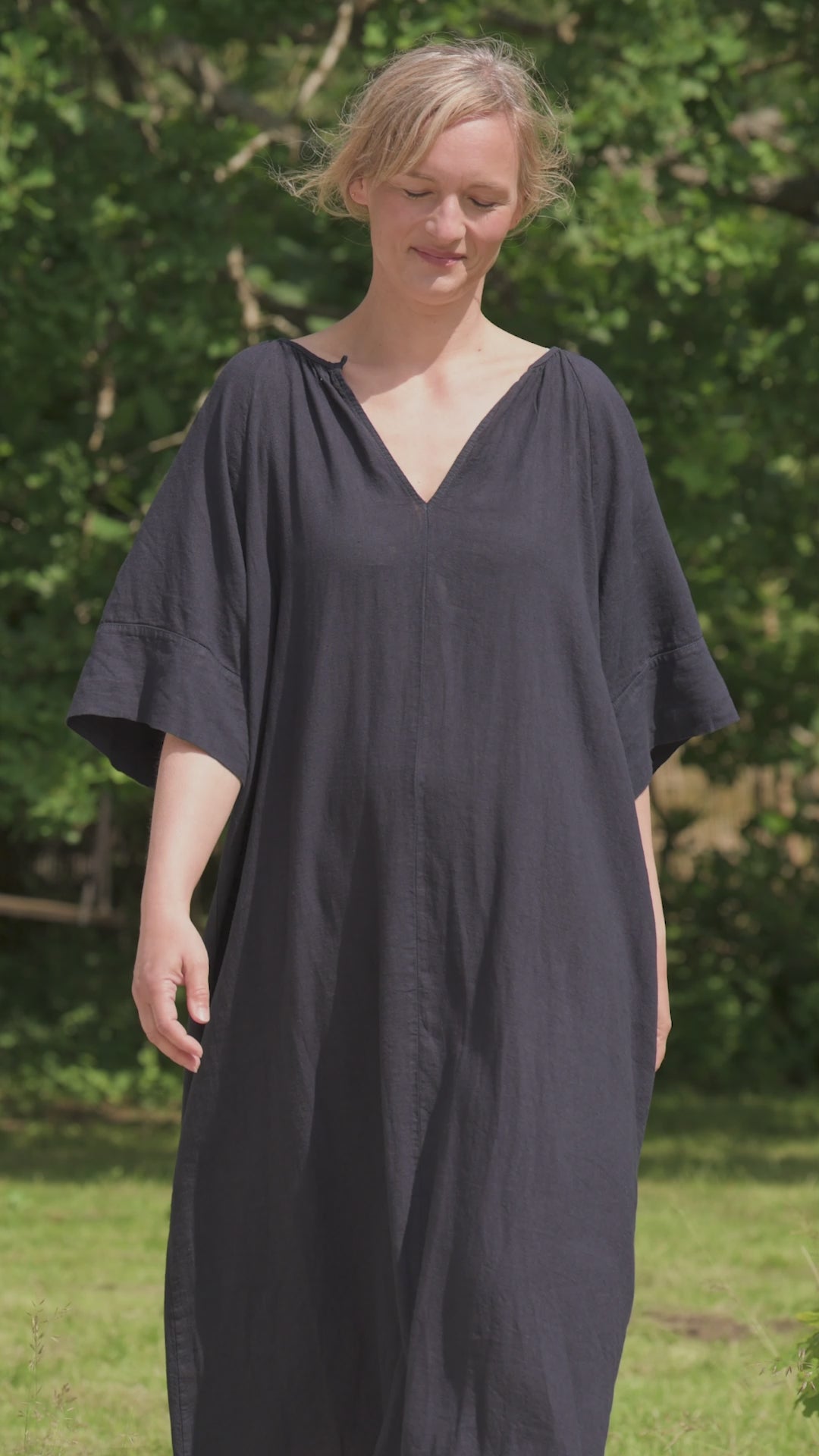 Danehostess Modal Linnen Dress Dark Navy