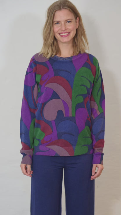 Danevibe Merino Wool AOP Sweater Deep Blue TROPS