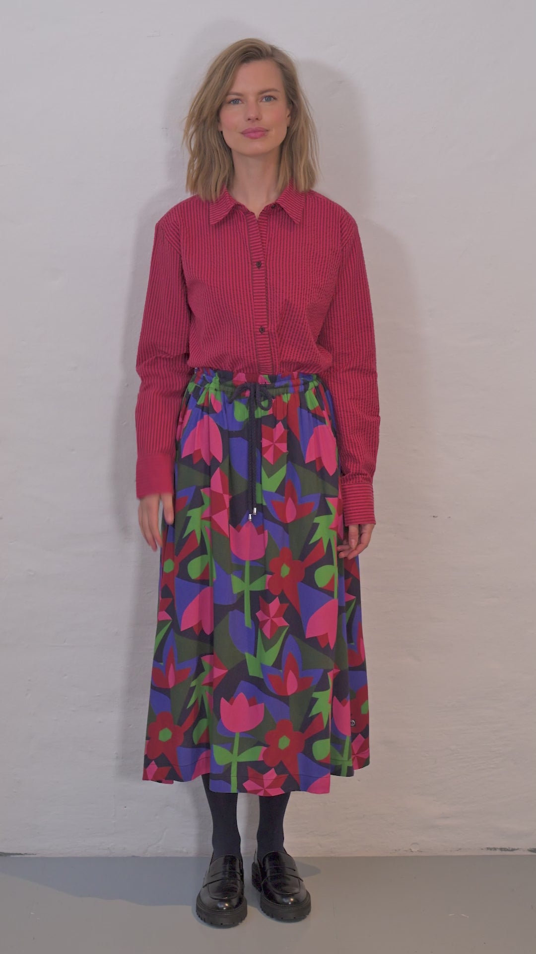 Daneclassic Seersucker Shirt Dark Bordeaux/Power Pink