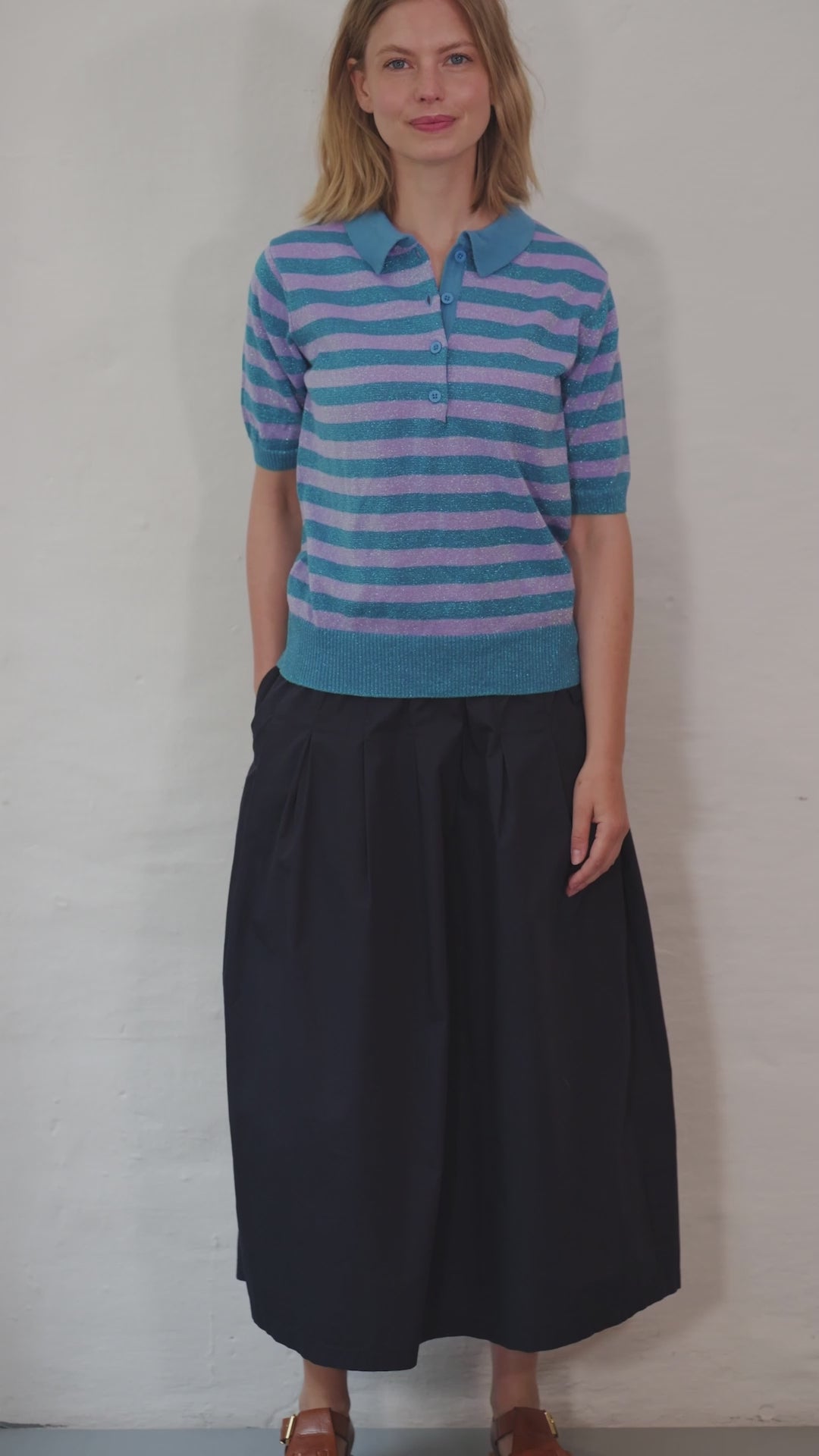 Danesandwich Glitter Sweater Polo Light Lilac/Faded Blue