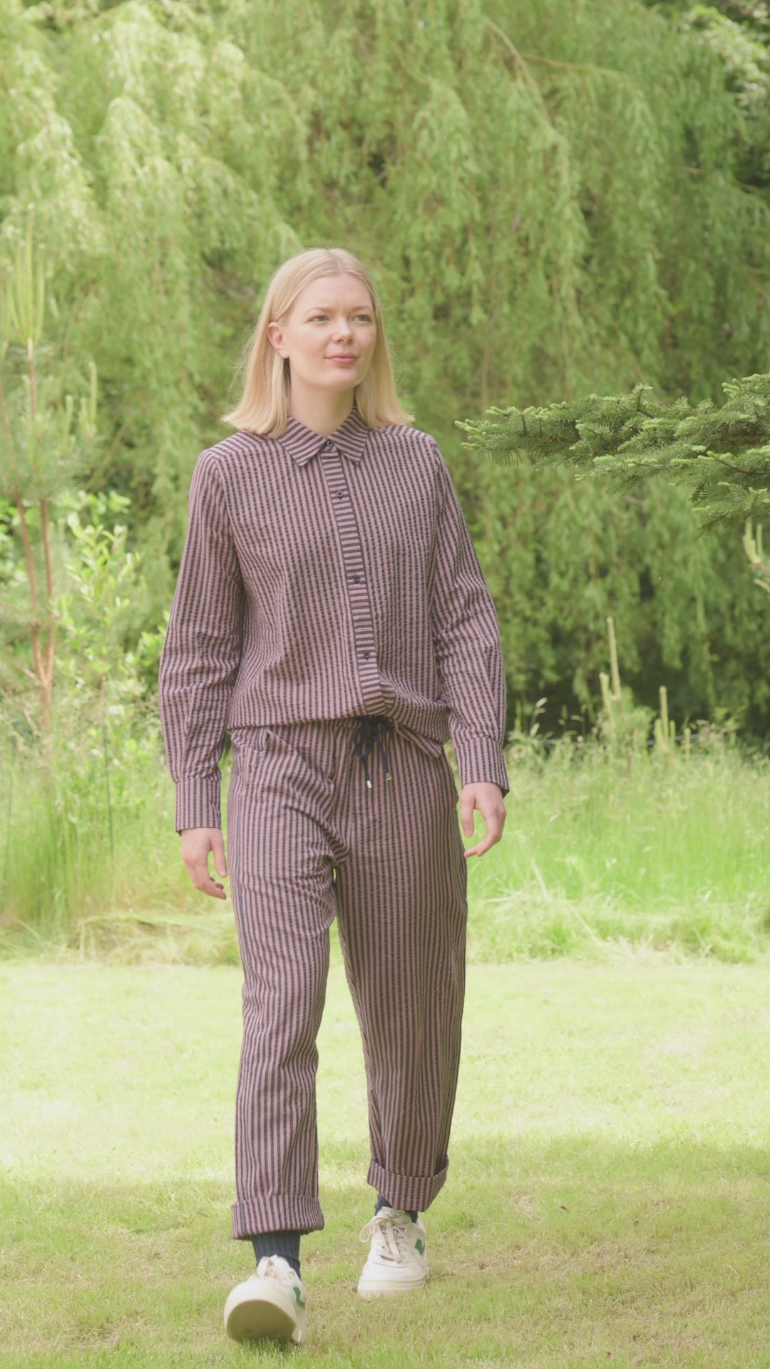 Danerosemary Seersuckeer Shirt Mauve/Dark Navy