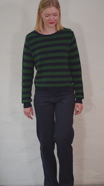 Danepearly 3D Crotchet Cotton Sweater Dk Navy/Dk Pine