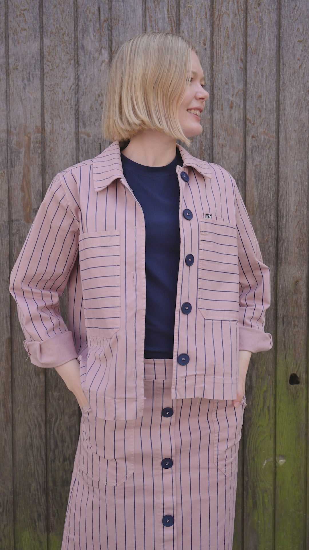 Daneprairie Stretch Canvas Jacket Rose Beige/Dk Navy