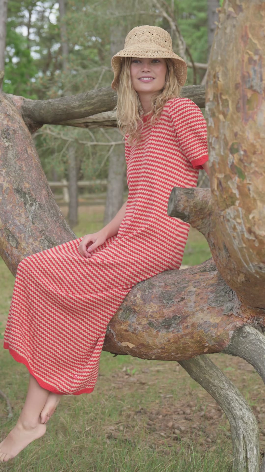 Danesangria Pearl Knit Sweater Dress Summer Red/Nougat