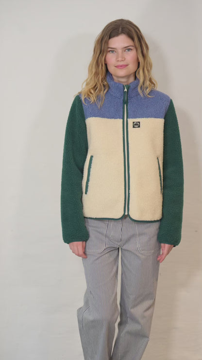 Danebirk Fleece Zip-Up Canard/Porcelaine/Light Beige