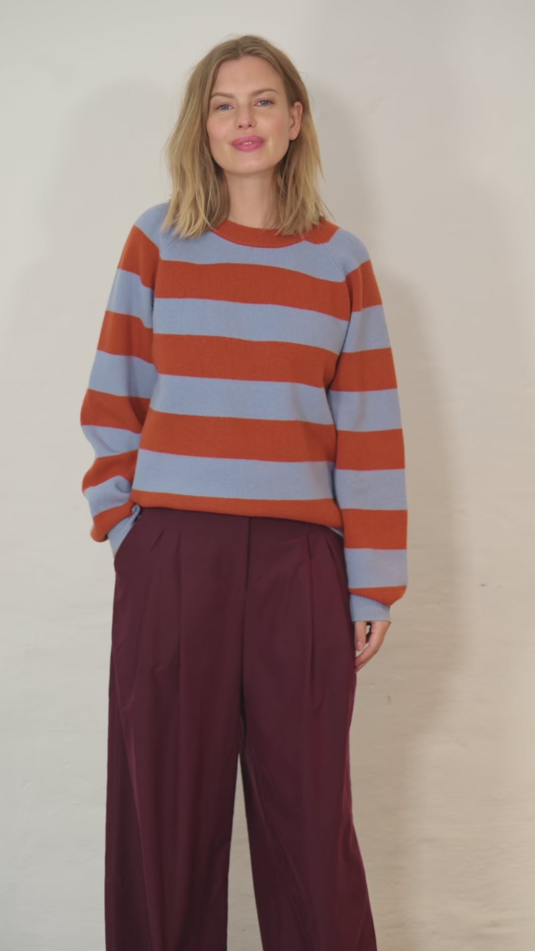 Danerelation Chunky Merino Wool Sweater Porcelaine/Chili