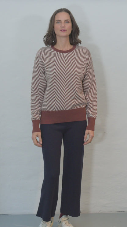 Danefox Cotton Sweater Dk Merlot/Chalk