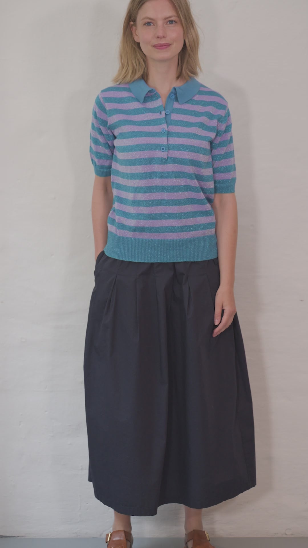 Danesandwich Glitter Sweater Polo Light Lilac/Faded Blue